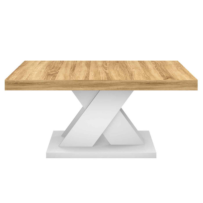 IDMarket - Mesa de centro ALICIA con base en X efecto macizo blanco