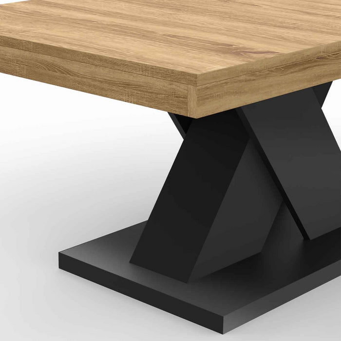 IDMarket - Mesa de centro ALICIA con base en X efecto macizo negro