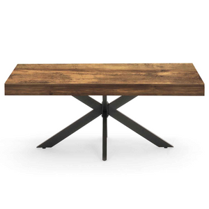 IDMarket - Mesa de centro ALIX 110 cm con patas de araña de madera oscura, envejecida y efecto negro