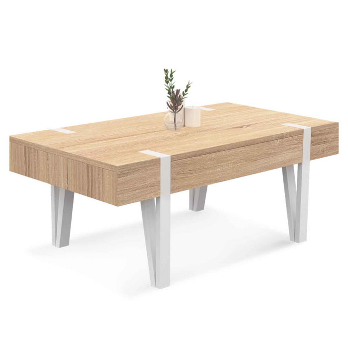 IDMarket - Mesa de centro AUSTRIA de 1 cajón con patas de pino blanco