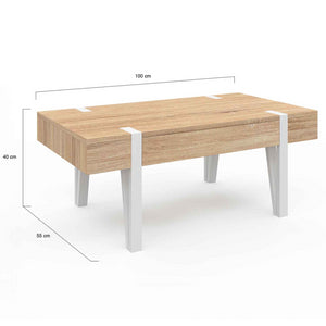 IDMarket - Mesa de centro AUSTRIA de 1 cajón con patas de pino blanco