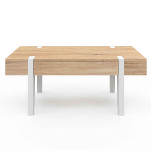 IDMarket - Mesa de centro AUSTRIA de 1 cajón con patas de pino blanco