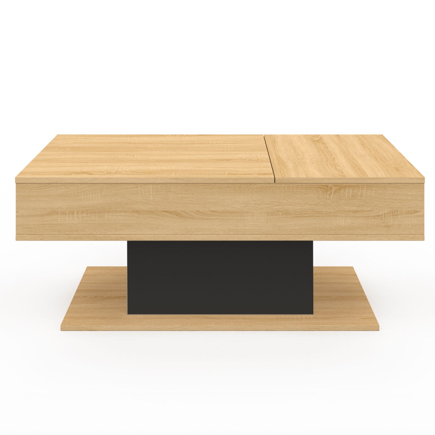 IDMarket - Mesa de centro con 2 tableros elevables EDEN madera y negro