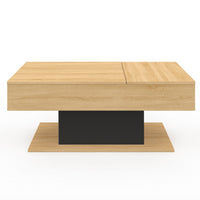 IDMarket - Mesa de centro con 2 tableros elevables EDEN madera y negro