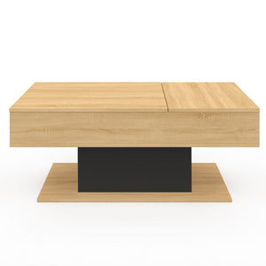 IDMarket - Mesa de centro con 2 tableros elevables EDEN madera y negro