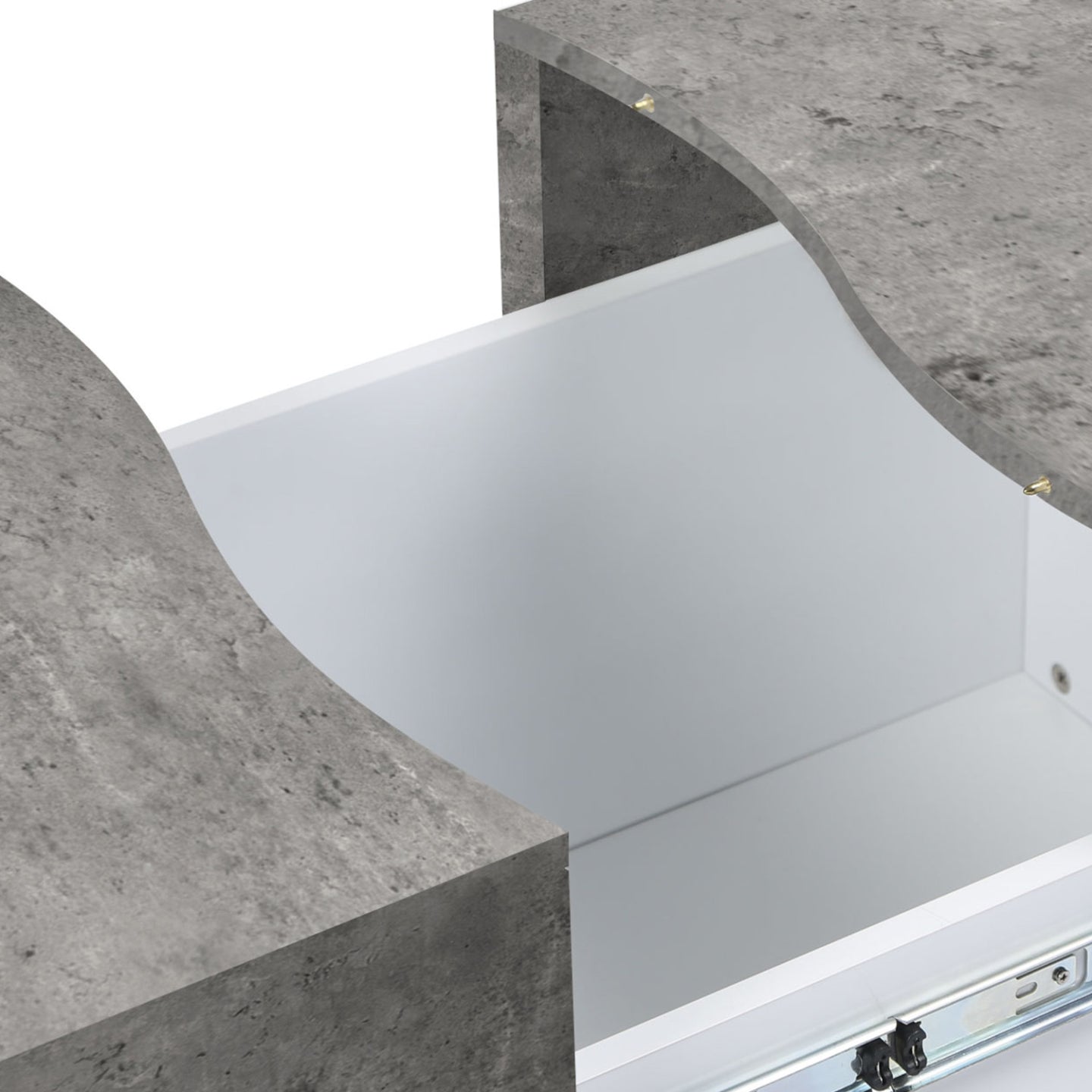 IDMarket - Mesa de centro corredera MARTA de madera blanca con tapa de hormigón de imitación