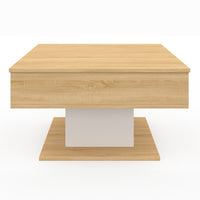 IDMarket - Mesa de centro cuadrada elevable EDEN de madera y blanco