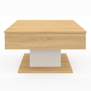 IDMarket - Mesa de centro cuadrada elevable EDEN de madera y blanco