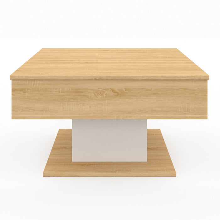 IDMarket - Mesa de centro cuadrada elevable EDEN de madera y blanco