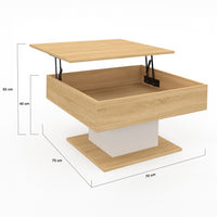 IDMarket - Mesa de centro cuadrada elevable EDEN de madera y blanco