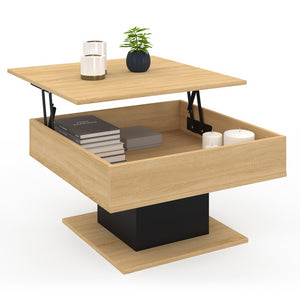 IDMarket - Mesa de centro cuadrada elevable EDEN de madera y negro
