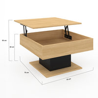 IDMarket - Mesa de centro cuadrada elevable EDEN de madera y negro