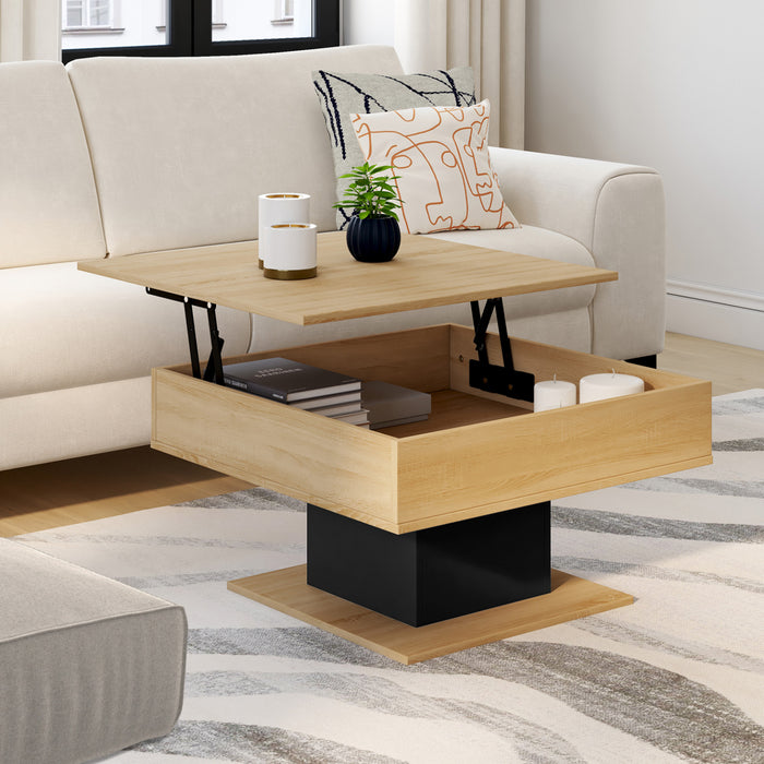 IDMarket - Mesa de centro cuadrada elevable EDEN de madera y negro