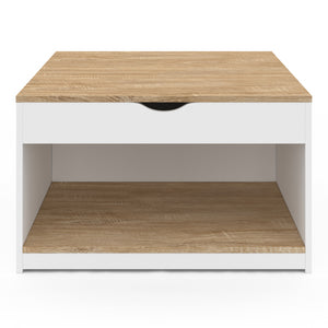 IDMarket - Mesa de centro cuadrada elevable ELEA con caja de madera blanca y efecto haya