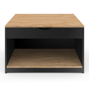 IDMarket - Mesa de centro cuadrada elevable ELEA con estuche de madera efecto haya y negro