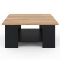IDMarket - Mesa de centro cuadrada negra ELI con tapa de madera