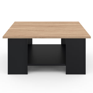 IDMarket - Mesa de centro cuadrada negra ELI con tapa de madera