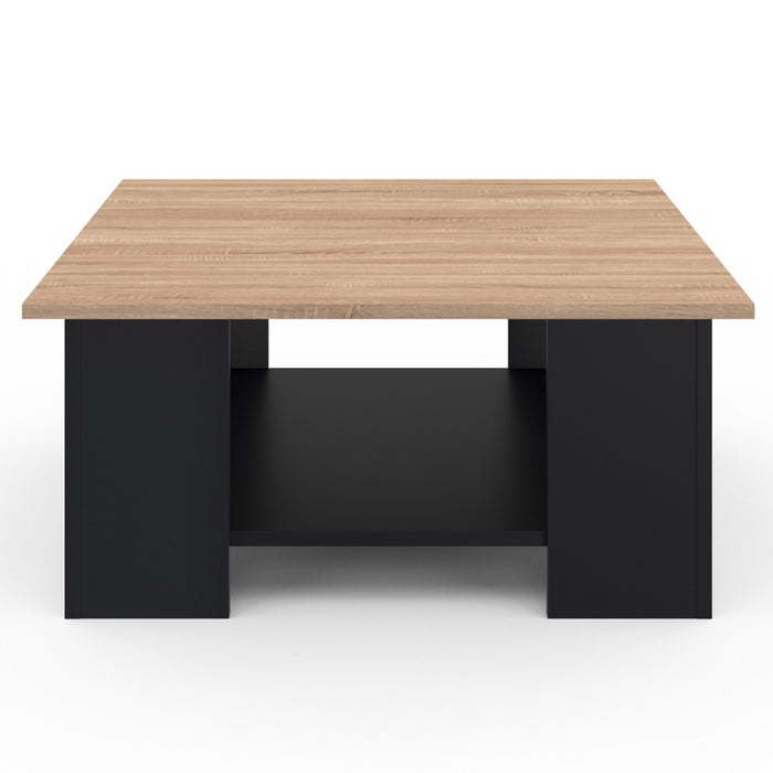 IDMarket - Mesa de centro cuadrada negra ELI con tapa de madera