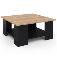 IDMarket - Mesa de centro cuadrada negra ELI con tapa de madera