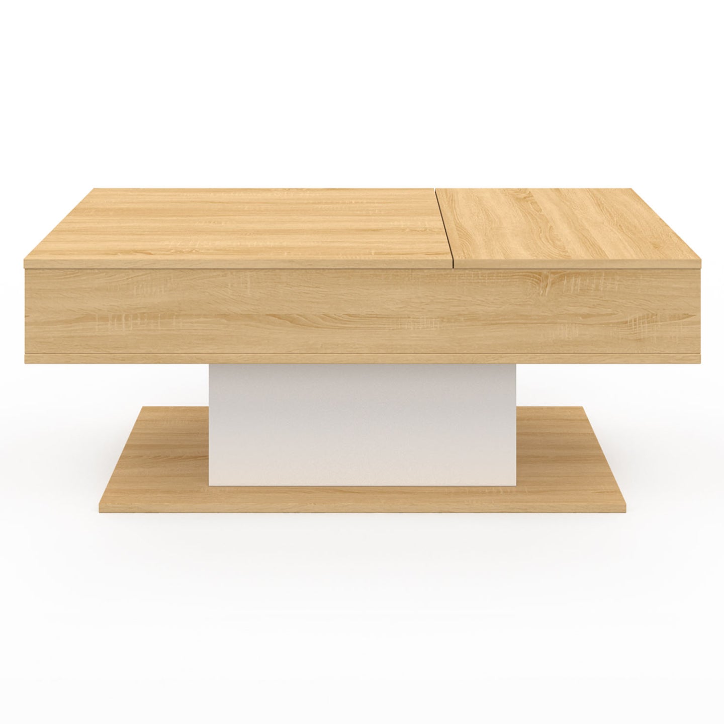 IDMarket - Mesa de centro EDEN de madera y blanca con 2 tableros elevables