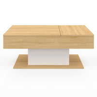 IDMarket - Mesa de centro EDEN de madera y blanca con 2 tableros elevables