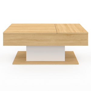 IDMarket - Mesa de centro EDEN de madera y blanca con 2 tableros elevables