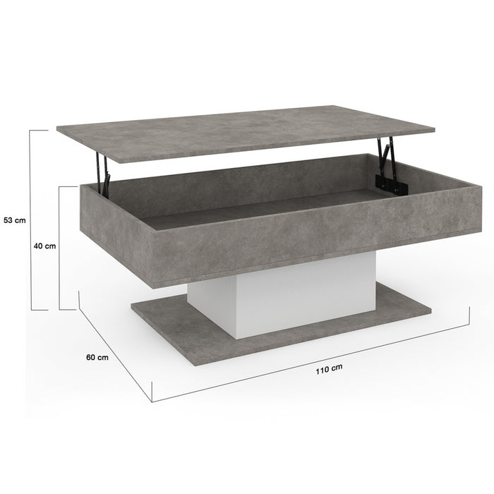 IDMarket - Mesa de centro elevable EDEN de hormigón y blanco