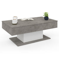 IDMarket - Mesa de centro elevable EDEN de hormigón y blanco