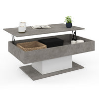 IDMarket - Mesa de centro elevable EDEN de hormigón y blanco