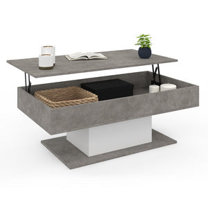 IDMarket - Mesa de centro elevable EDEN de hormigón y blanco