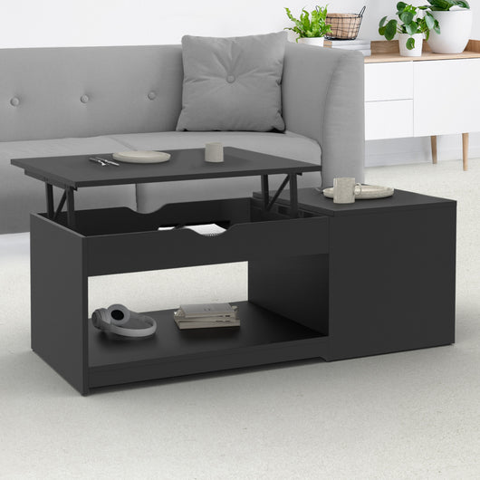 IDMarket - Mesa de centro elevable ELEA con estuche de madera negro