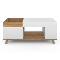 IDMarket - Mesa de centro elevable STELLA en madera y blanco con tablero extraíble