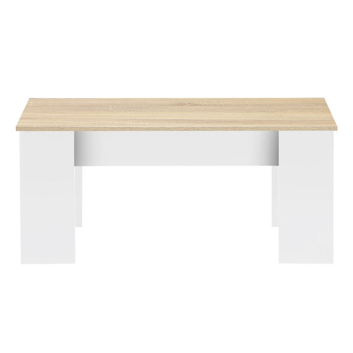 IDMarket - Mesa de centro elevable TARA de madera blanca e imitación de haya