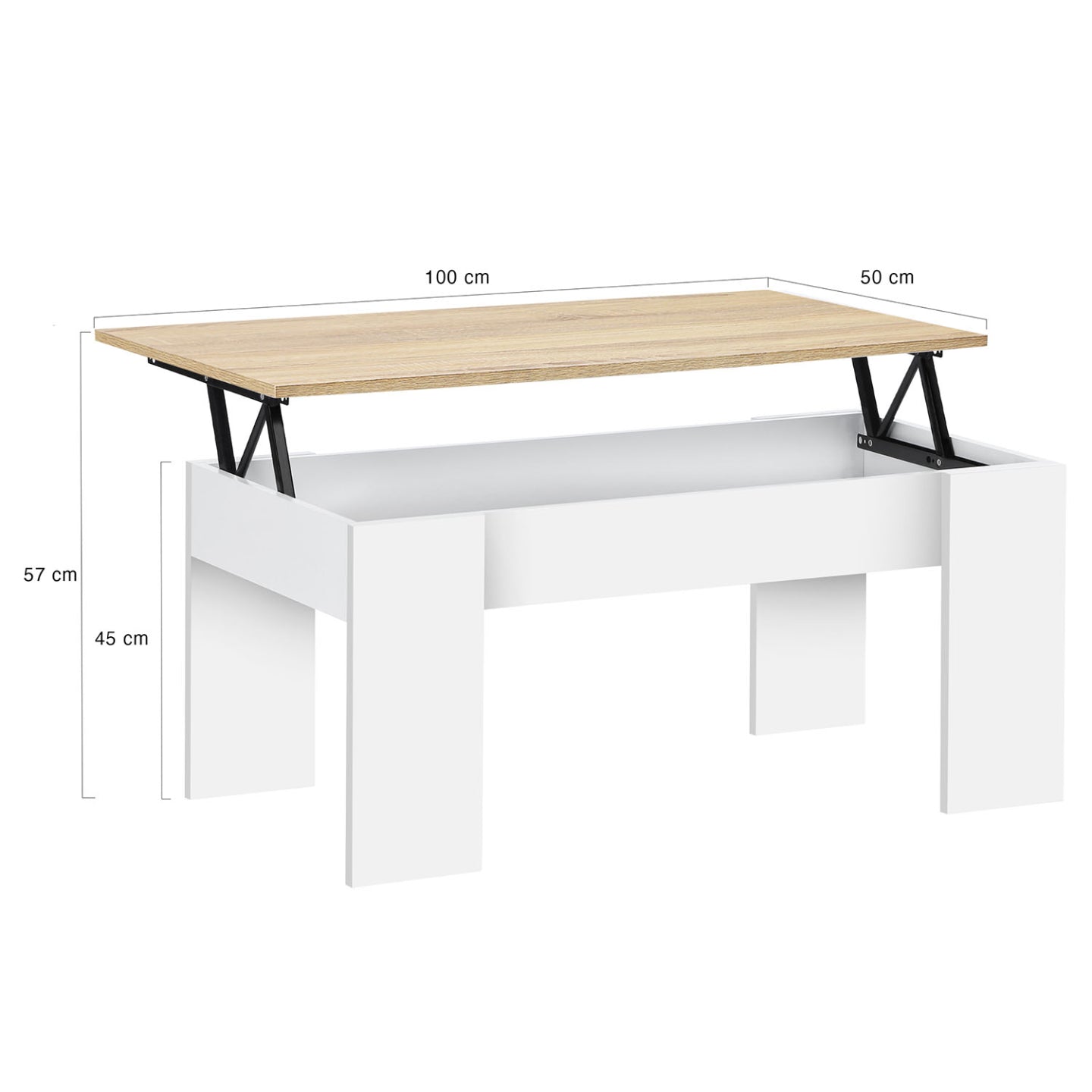 IDMarket - Mesa de centro elevable TARA de madera blanca e imitación de haya