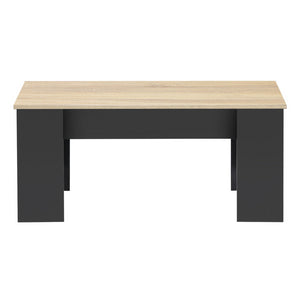 IDMarket - Mesa de centro elevable TARA de madera negra e imitación de haya