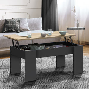 IDMarket - Mesa de centro elevable TARA de madera negra e imitación de haya