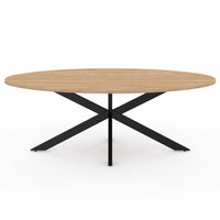 IDMarket - Mesa de centro ovalada ALIX con pata de madera y araña negra