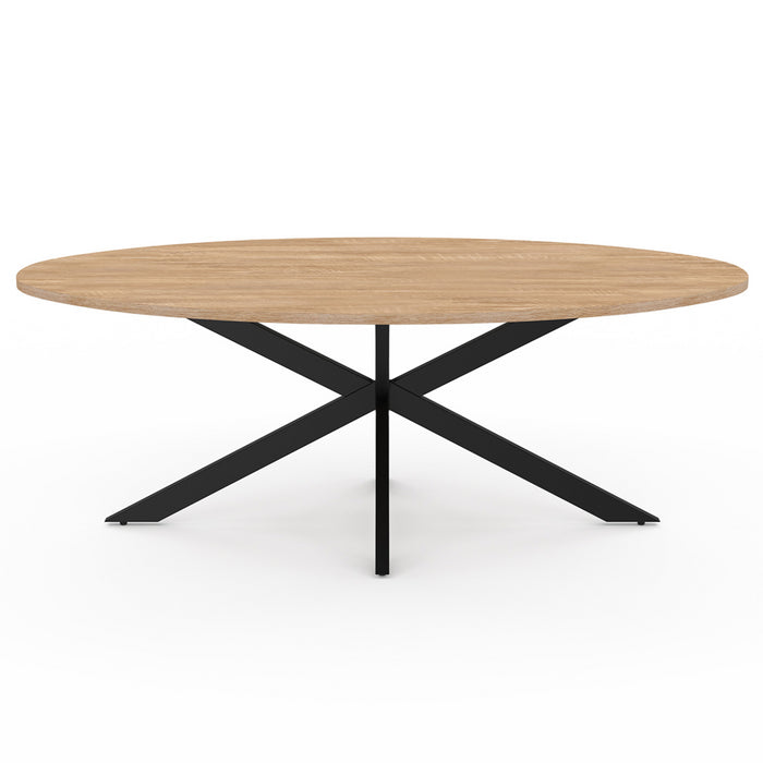 IDMarket - Mesa de centro ovalada ALIX con pata de madera y araña negra
