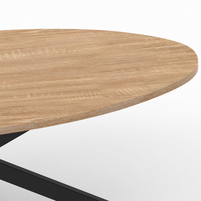 IDMarket - Mesa de centro ovalada ALIX con pata de madera y araña negra