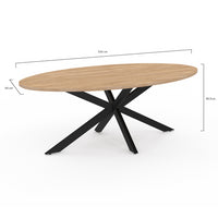 IDMarket - Mesa de centro ovalada ALIX con pata de madera y araña negra