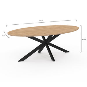 IDMarket - Mesa de centro ovalada ALIX con pata de madera y araña negra