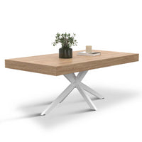 IDMarket - Mesa de centro rectangular ALIX 110 cm con patas de madera y araña blanca