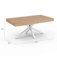 IDMarket - Mesa de centro rectangular ALIX 110 cm con patas de madera y araña blanca