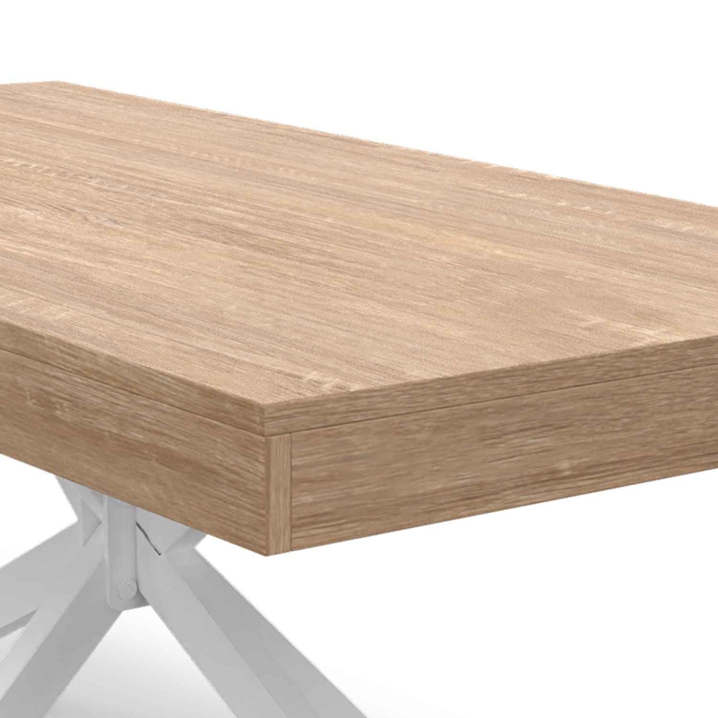 IDMarket - Mesa de centro rectangular ALIX 110 cm con patas de madera y araña blanca