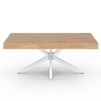 IDMarket - Mesa de centro rectangular ALIX 110 cm con patas de madera y araña blanca