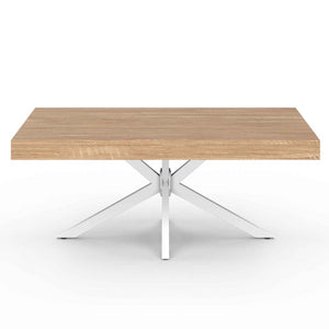 IDMarket - Mesa de centro rectangular ALIX 110 cm con patas de madera y araña blanca