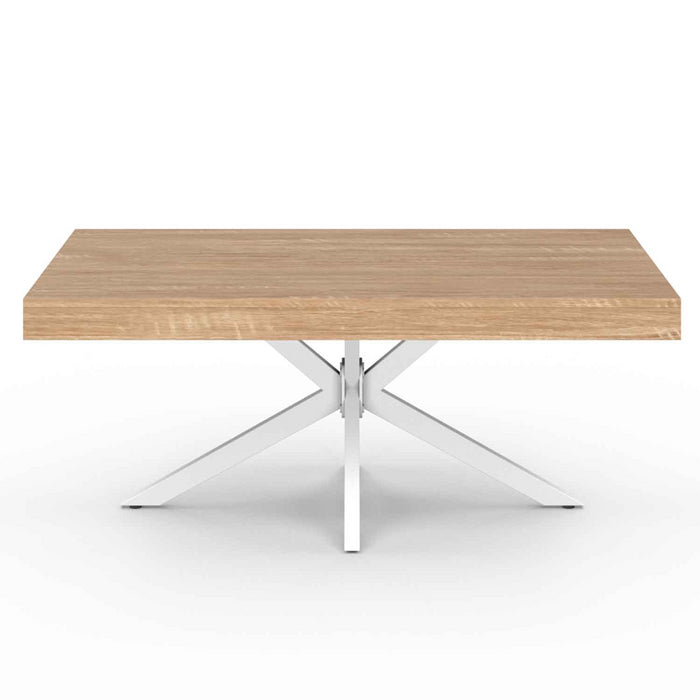 IDMarket - Mesa de centro rectangular ALIX 110 cm con patas de madera y araña blanca
