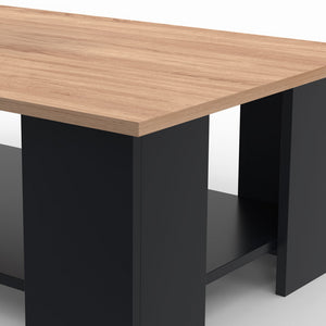 IDMarket - Mesa de centro rectangular negra ELI con tablero de aspecto haya 100 cm