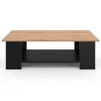 IDMarket - Mesa de centro rectangular negra ELI con tablero de aspecto haya 100 cm