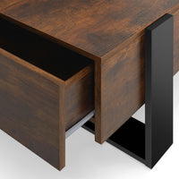 IDMarket - Mesa de centro rectangular PHOENIX con cajones, 100 cm, madera envejecida y negra